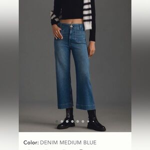 The Colette Cropped High-Rise Wide-Leg Jeans by Maeve